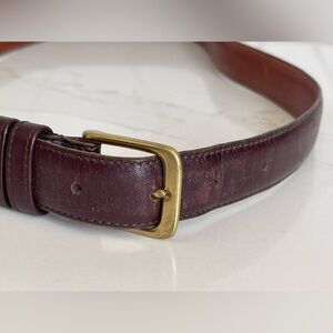 Vintage Coach 100% Leather Cowhide Belt Size 36 Burgundy Brass 5800 Old Money